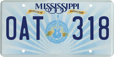 MS license plate OAT318