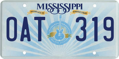 MS license plate OAT319
