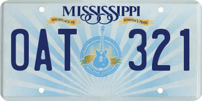 MS license plate OAT321