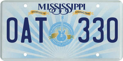 MS license plate OAT330