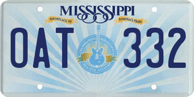 MS license plate OAT332