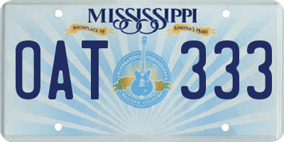 MS license plate OAT333
