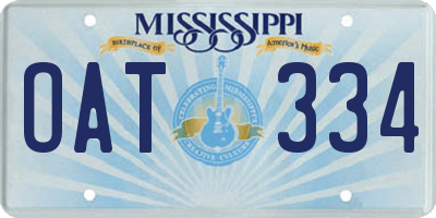 MS license plate OAT334