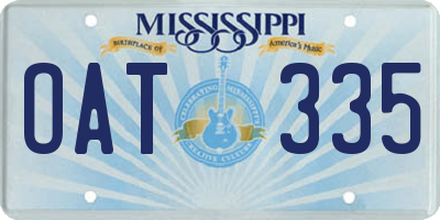 MS license plate OAT335