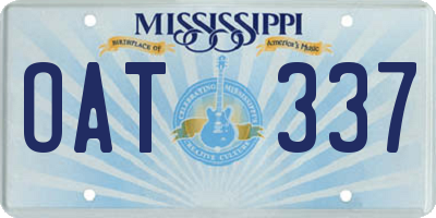 MS license plate OAT337