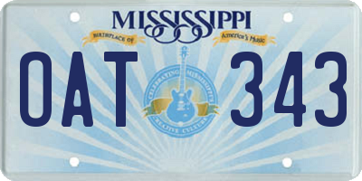 MS license plate OAT343