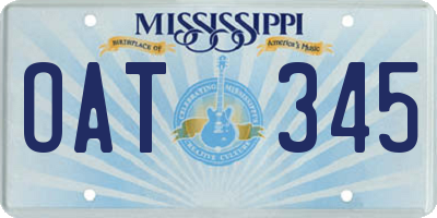 MS license plate OAT345