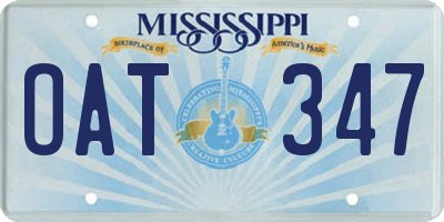 MS license plate OAT347