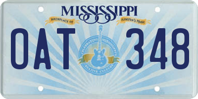 MS license plate OAT348