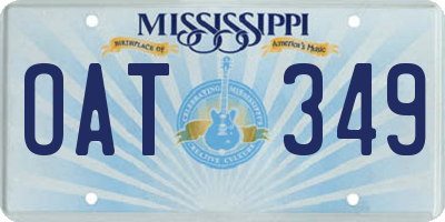 MS license plate OAT349