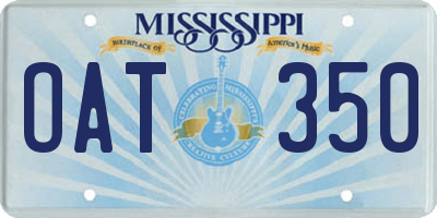 MS license plate OAT350