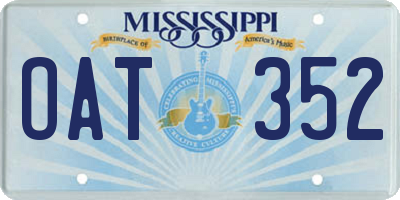 MS license plate OAT352