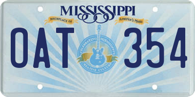 MS license plate OAT354