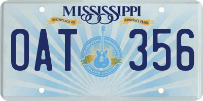 MS license plate OAT356