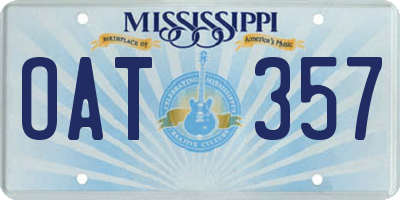 MS license plate OAT357