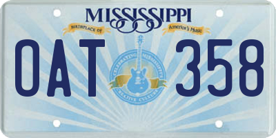 MS license plate OAT358