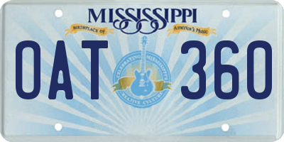 MS license plate OAT360