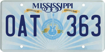 MS license plate OAT363