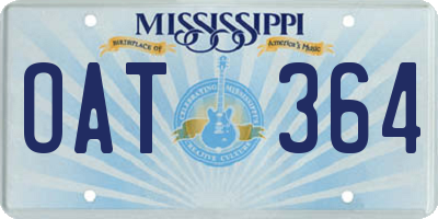 MS license plate OAT364