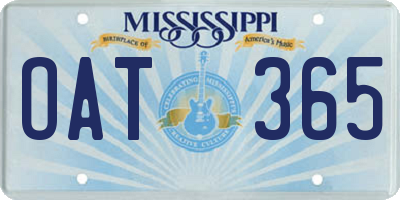 MS license plate OAT365