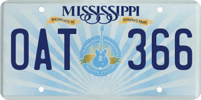 MS license plate OAT366