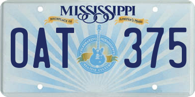 MS license plate OAT375