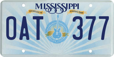MS license plate OAT377