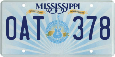 MS license plate OAT378