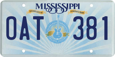 MS license plate OAT381