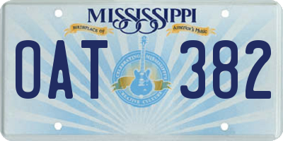 MS license plate OAT382