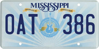 MS license plate OAT386