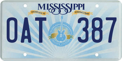 MS license plate OAT387