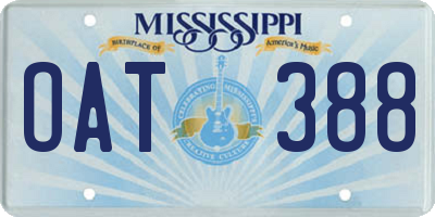 MS license plate OAT388