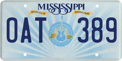 MS license plate OAT389