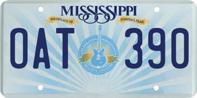 MS license plate OAT390