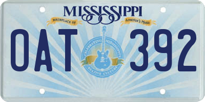 MS license plate OAT392
