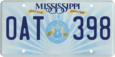 MS license plate OAT398