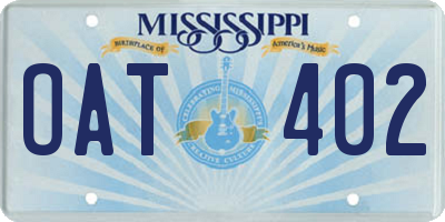 MS license plate OAT402