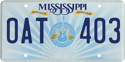 MS license plate OAT403