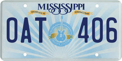 MS license plate OAT406