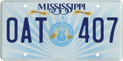 MS license plate OAT407