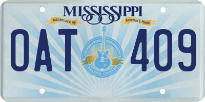 MS license plate OAT409