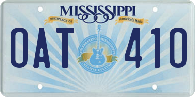 MS license plate OAT410