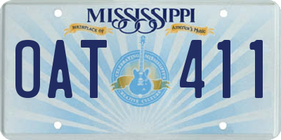 MS license plate OAT411