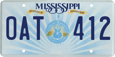 MS license plate OAT412