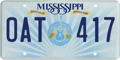 MS license plate OAT417