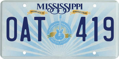 MS license plate OAT419