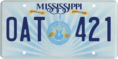 MS license plate OAT421