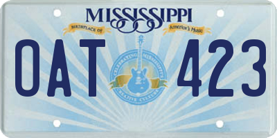 MS license plate OAT423