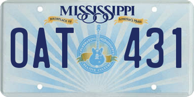 MS license plate OAT431